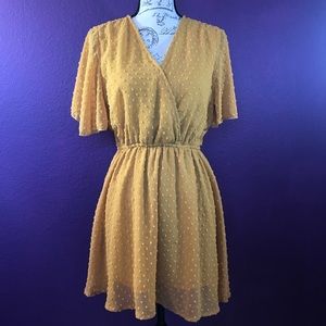 Adorable Mustard Yellow Wrap Dress, Size Medium